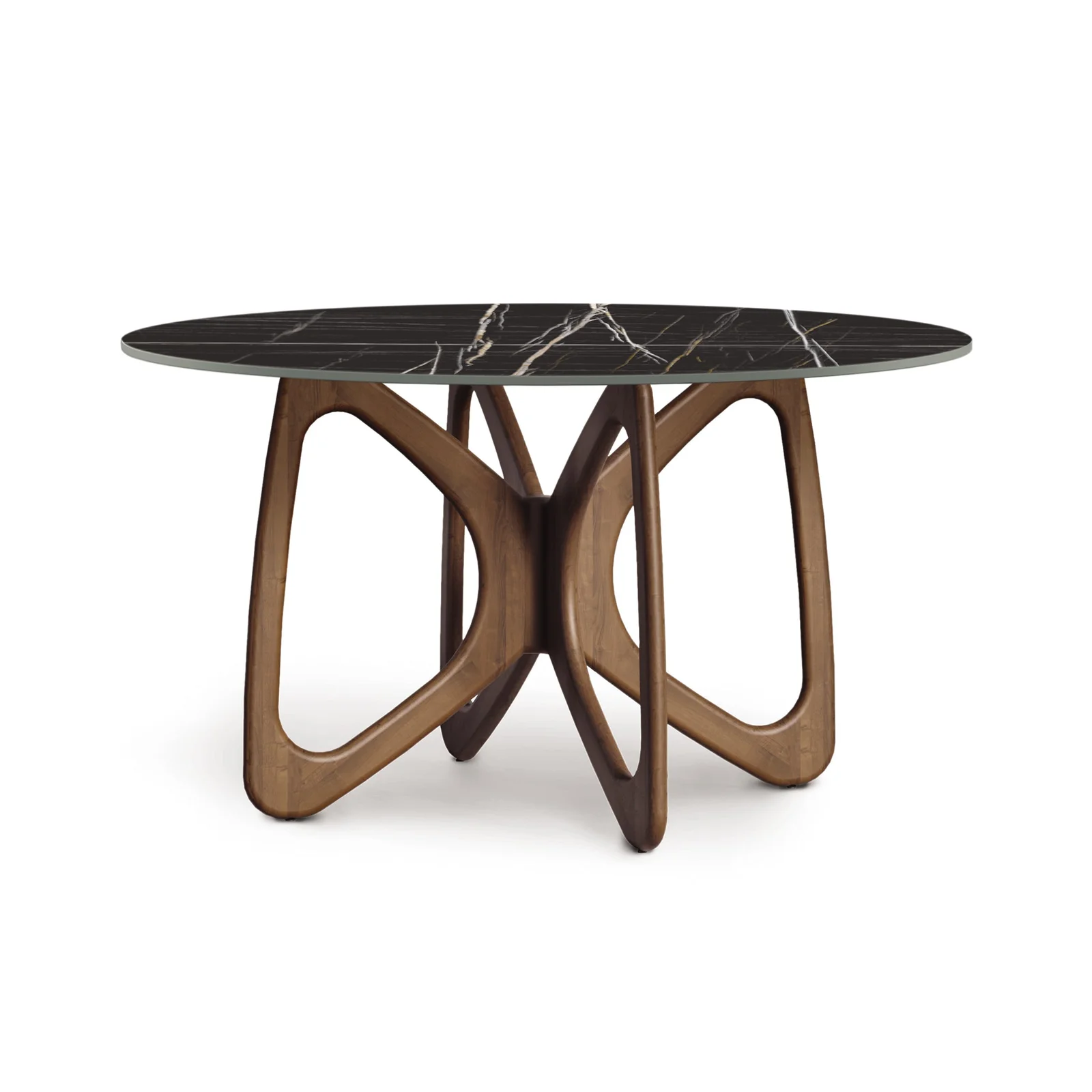 Butterfly Round Sintered Stone Top Table by Vermont Woods Studios