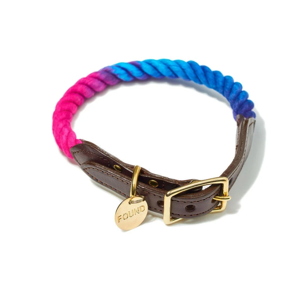 Dark Multi Ombre Cotton Rope Cat & Dog Collar by Found My Animal