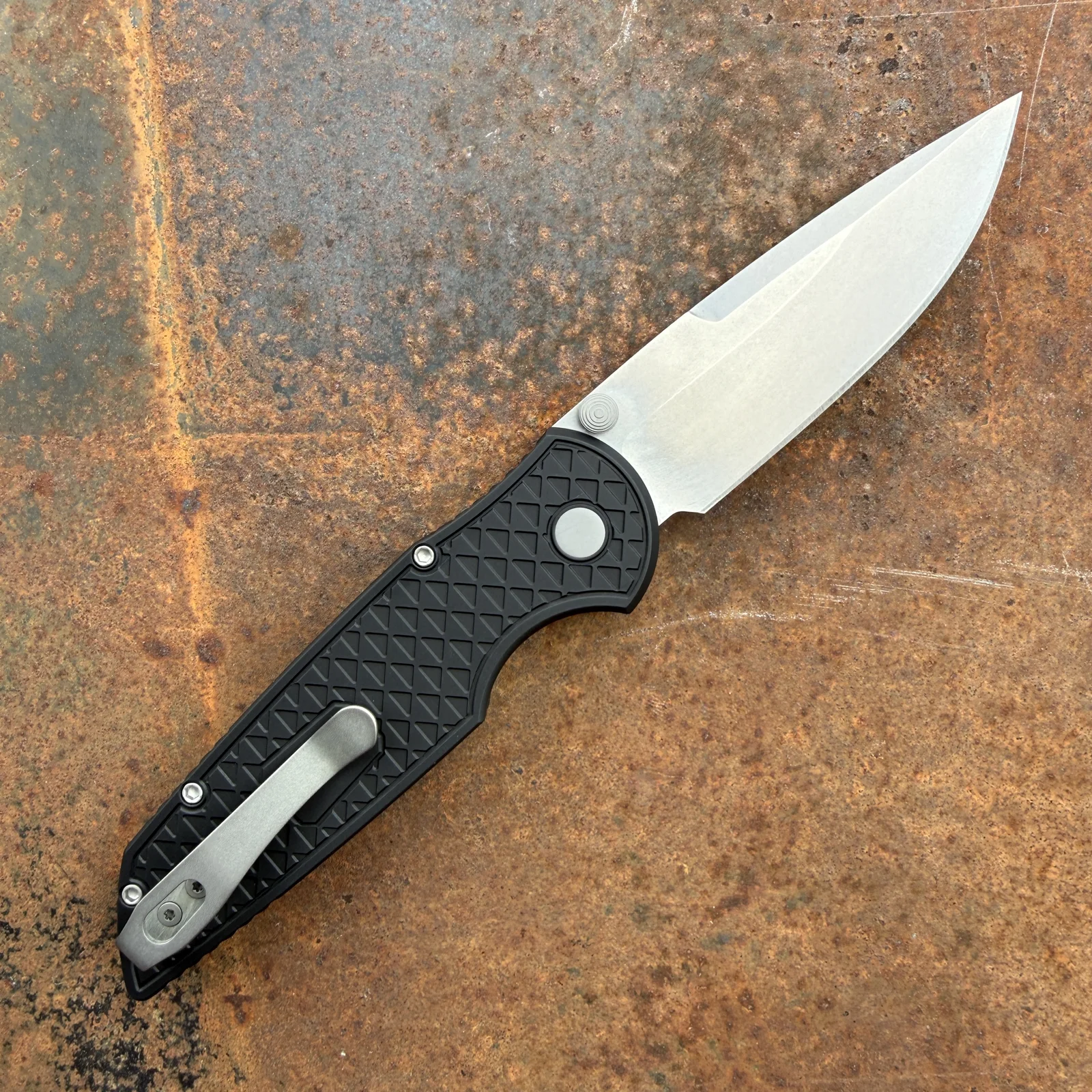 Pro-Tech TR-3 Integrity Button Lock Knife - Relic Textured Black AL - Spear Point SW CPM MagnaCut by Lynch Northwest