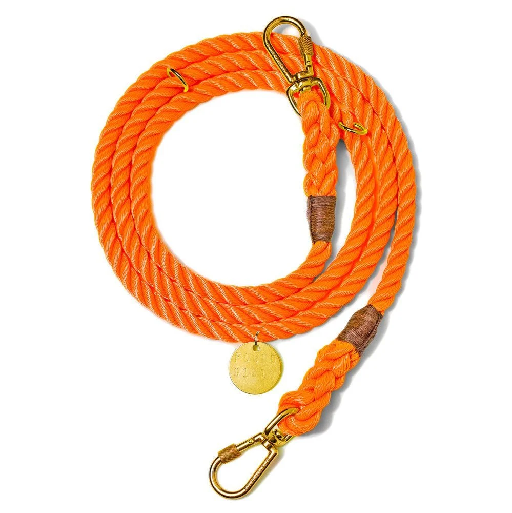 Rescue Orange Rope Dog Leash, Adjustable - Found My Animal by Found My Animal