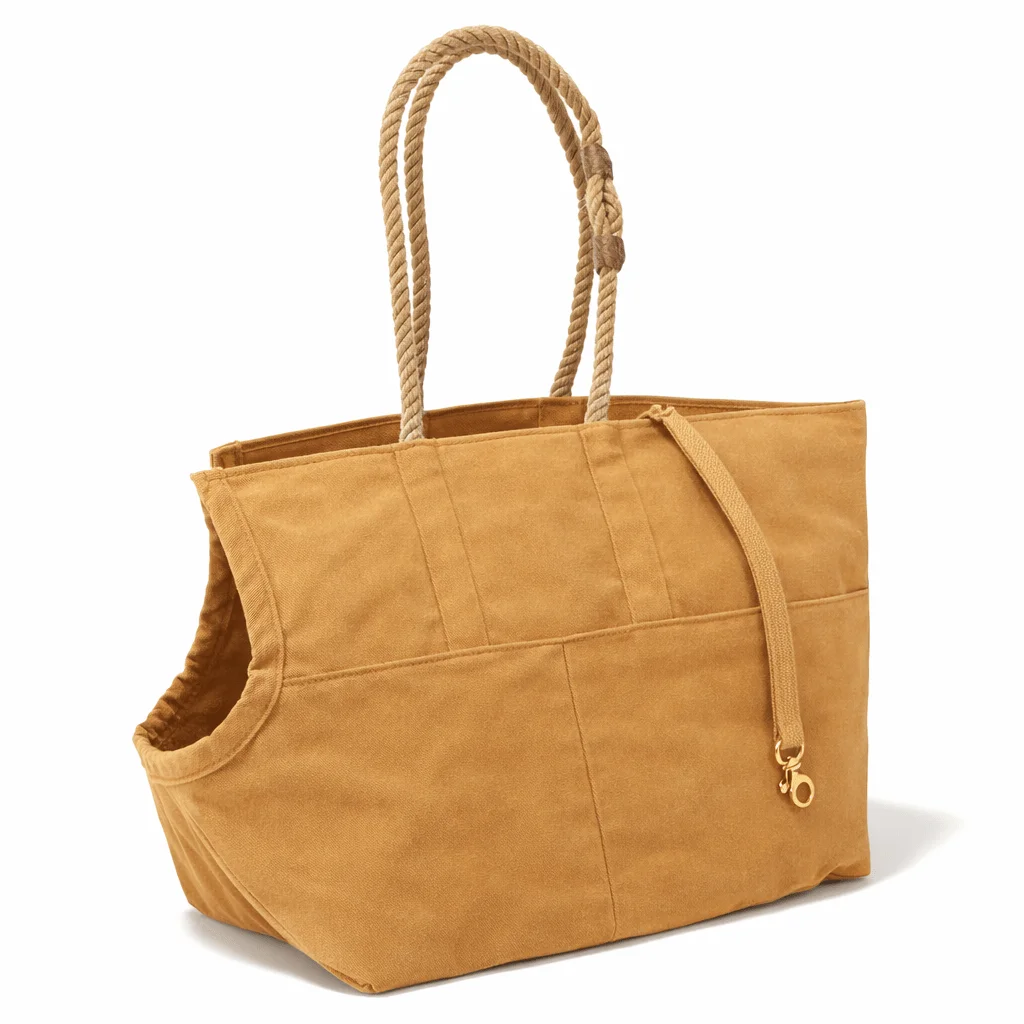 Khaki Waxed Cotton Canvas Dog Carrier by Found My Animal