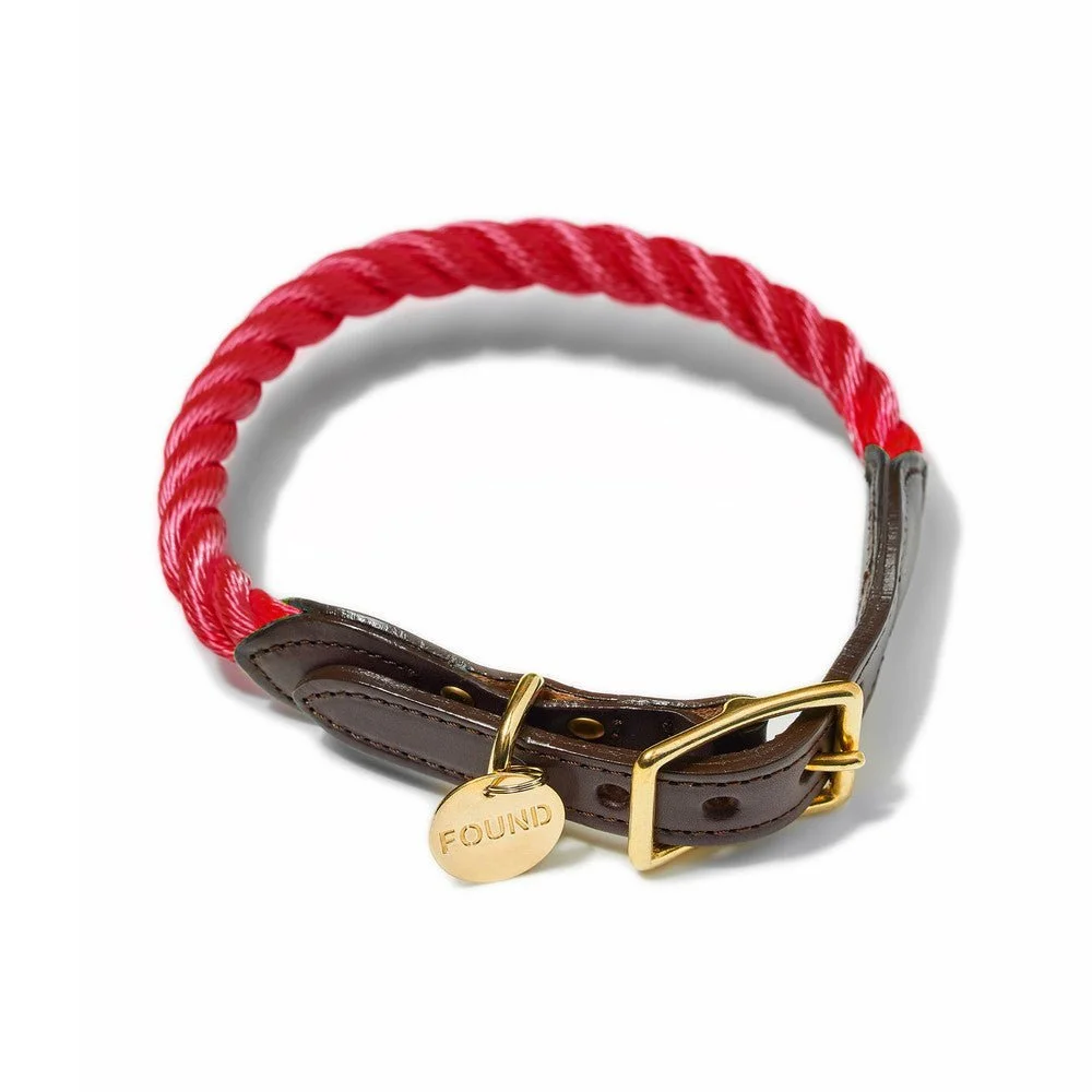 Red Rope Cat & Dog Collar by Found My Animal