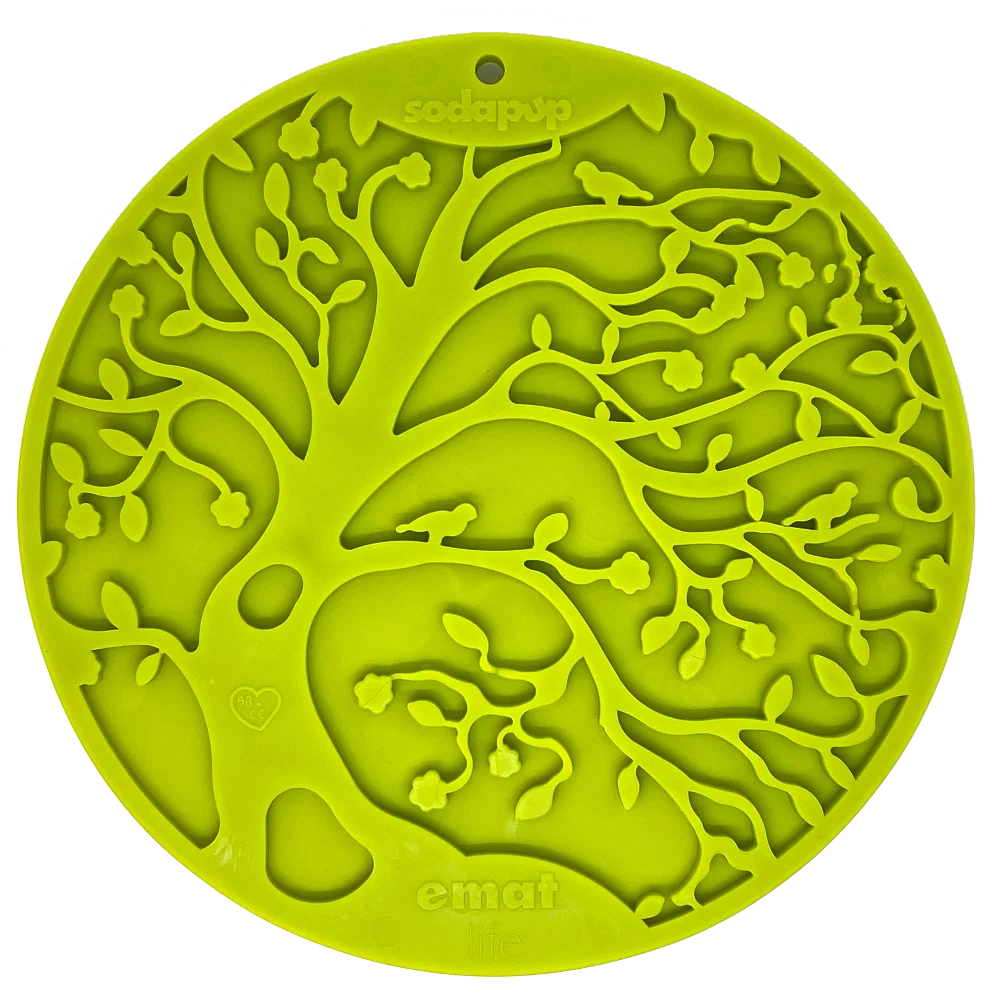 Tree of Life eMat - Enrichment Lick Mat For Dogs and Cats - With Suction Cups | Tree Design | USA Made by SodaPup