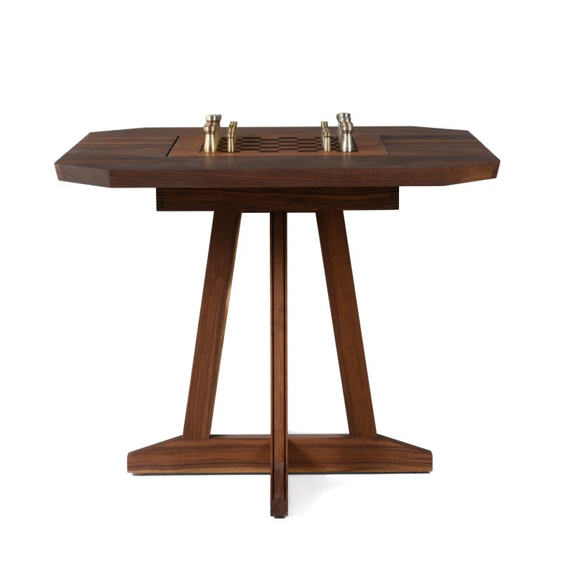 Walnut & Leather Game Table by Moore & Giles
