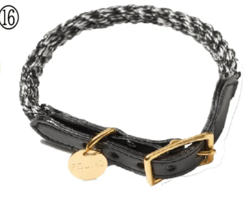 BLACK AND WHITE UP-CYCLED ROPE DOG & CAT COLLAR by Found My Animal