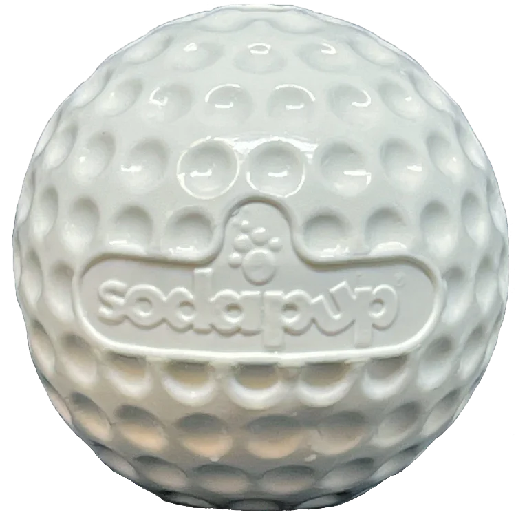 Golf Ball Rubber Dog Chew Toy | Floating Treat Dispenser | USA Made by SodaPup