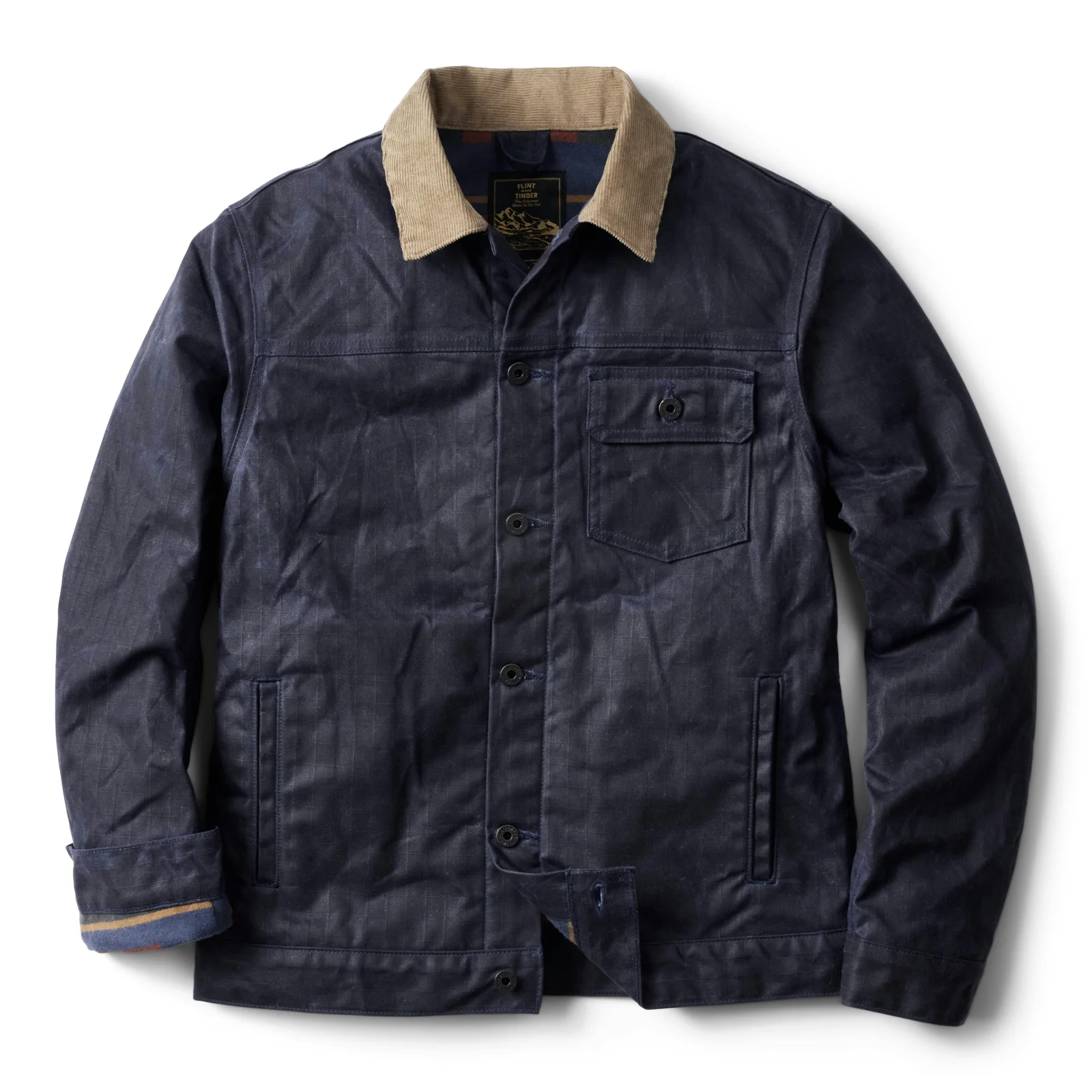 Flannel-Lined Waxed Trucker Jacket by Flint and Tinder