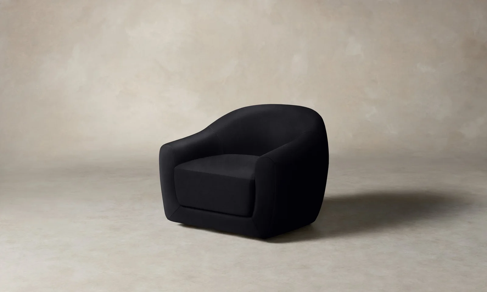 The Oliver Swivel Chair - Costa Leather Jet by Maiden Home