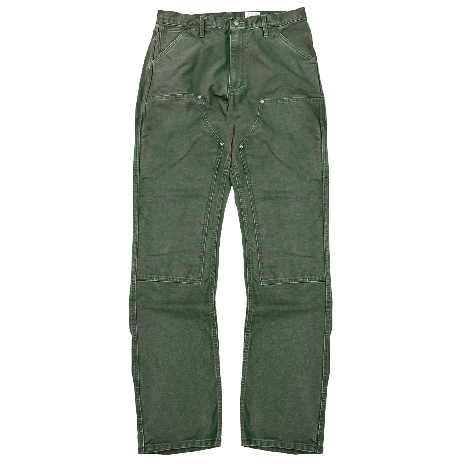 Vintage Washed Olive Double Knee Work Uniform Chinos by Left Field NYC