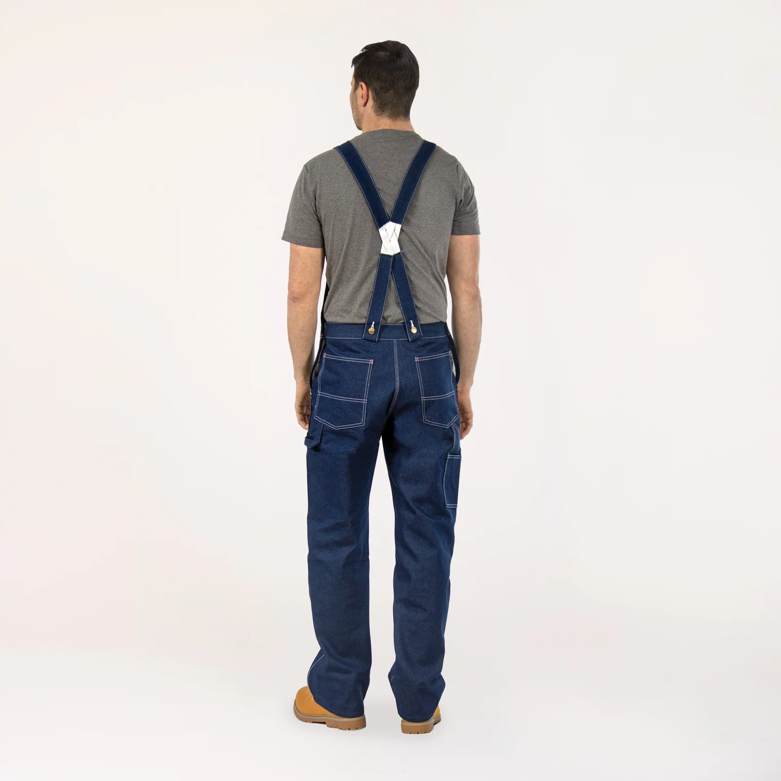 #907 Low Back Blue Denim Bib Overalls by Round House