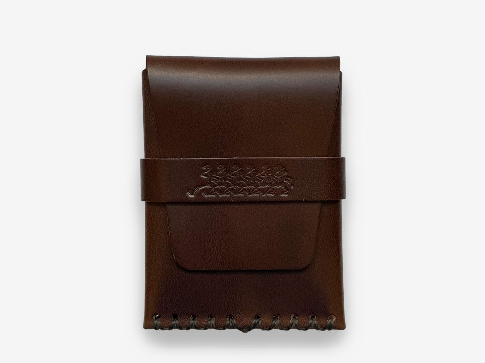 No. 155-GD Card Case with Flap Skel, Dark Brown by Billykirk