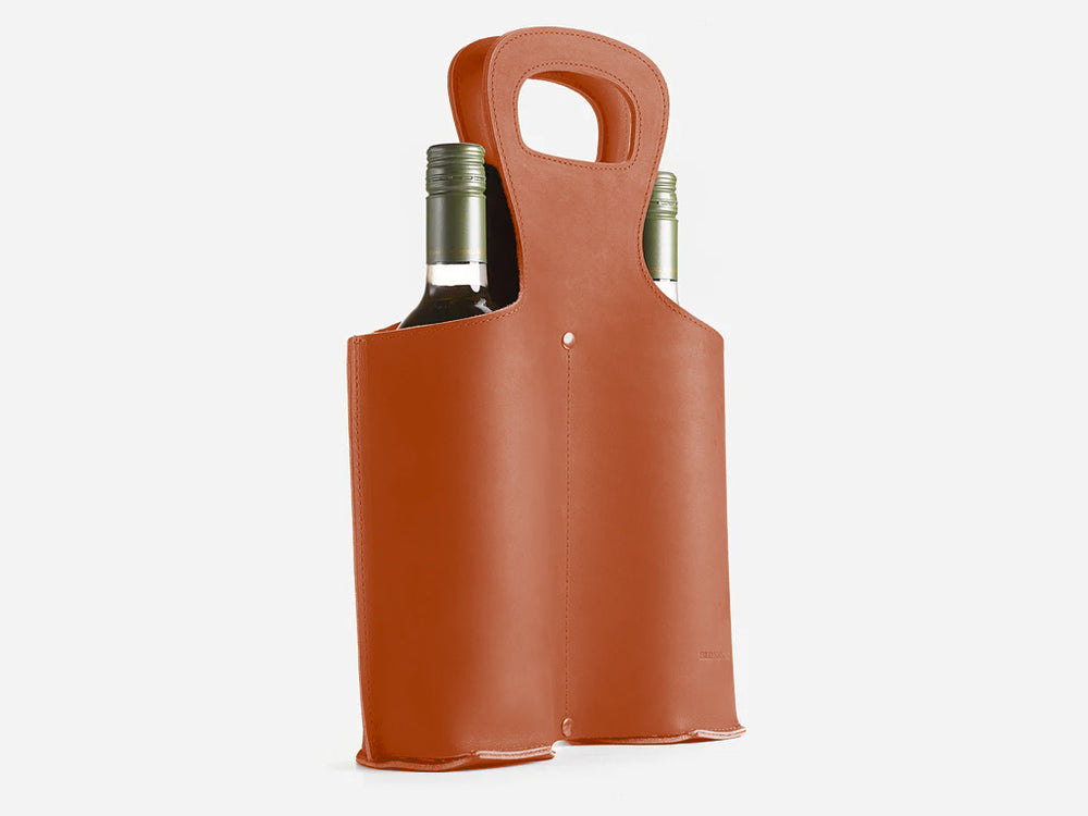 No. 566 Double Leather Wine Tote, Tan by Billykirk