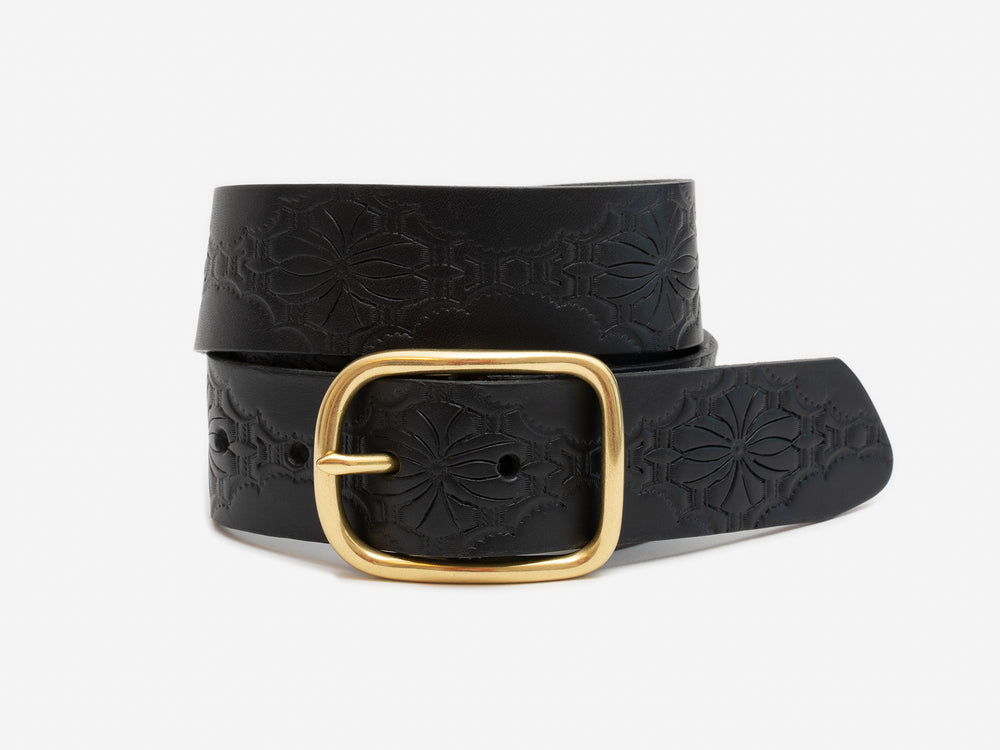 No. 288 Western Debossed Center Bar Belt, Black by Billykirk