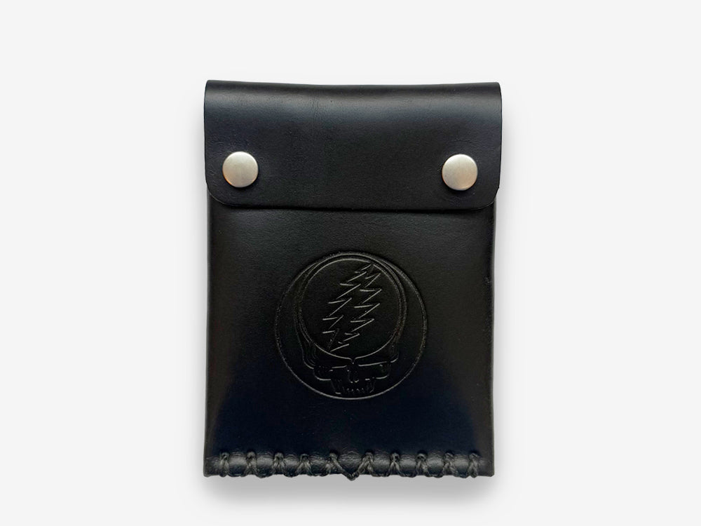 No. 092-GD Card Case with Snaps Stealie, Black by Billykirk