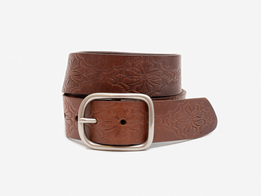 No. 288 Western Debossed Center Bar Belt, Hickory by Billykirk