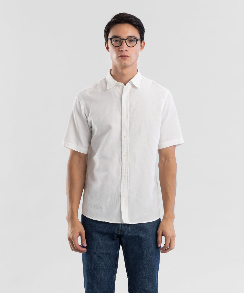 Hemp 130 White Men's Short Sleeve Button-up Shirt by Todd Shelton