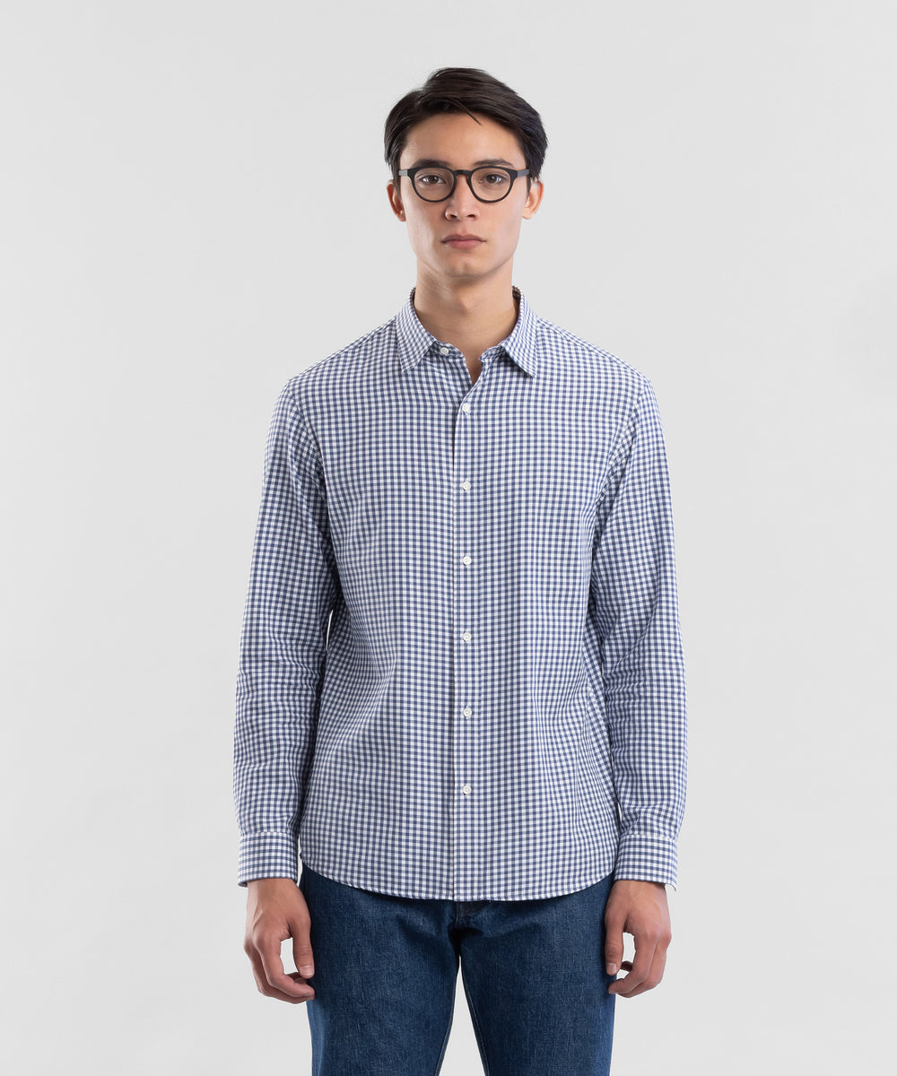 Classic 130 Navy Gingham Men's Shirt by Todd Shelton
