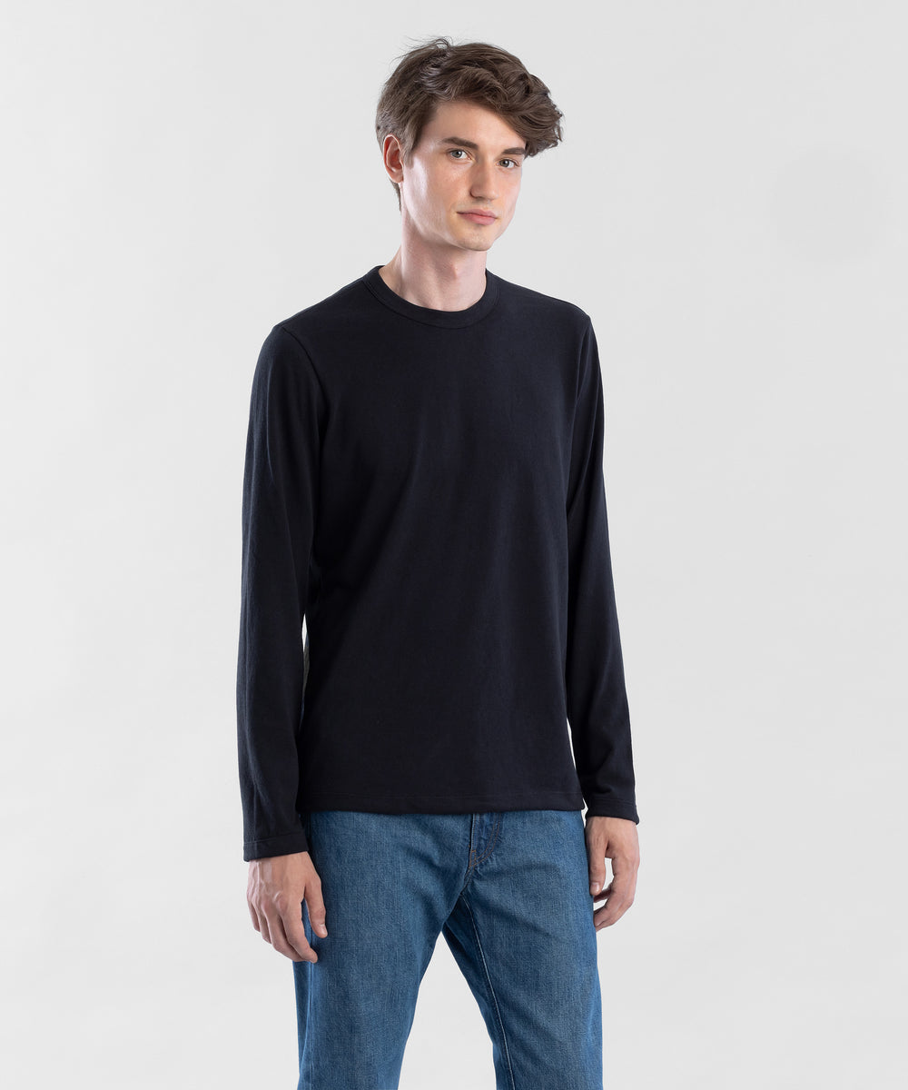 Slub 190 LS Black Men's Crewneck T-shirt by Todd Shelton