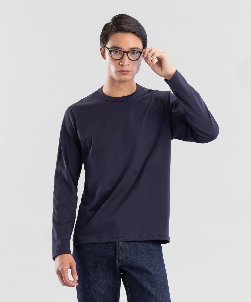 Refined 160 LS Navy Men's Crewneck T-shirt by Todd Shelton