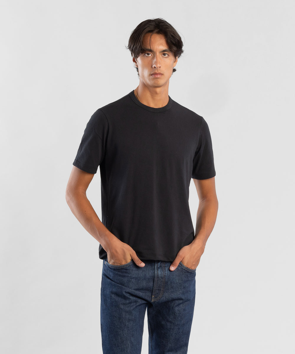 Slub 190 SS Black Men's Crewneck T-shirt by Todd Shelton