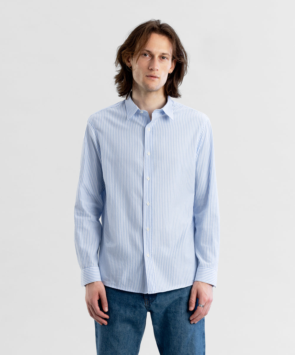 Classic 130 Blue Stripe Men's Shirt by Todd Shelton