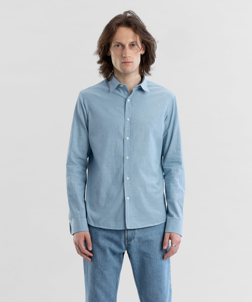 Go West Patina Blue Men's Chambray Shirt by Todd Shelton