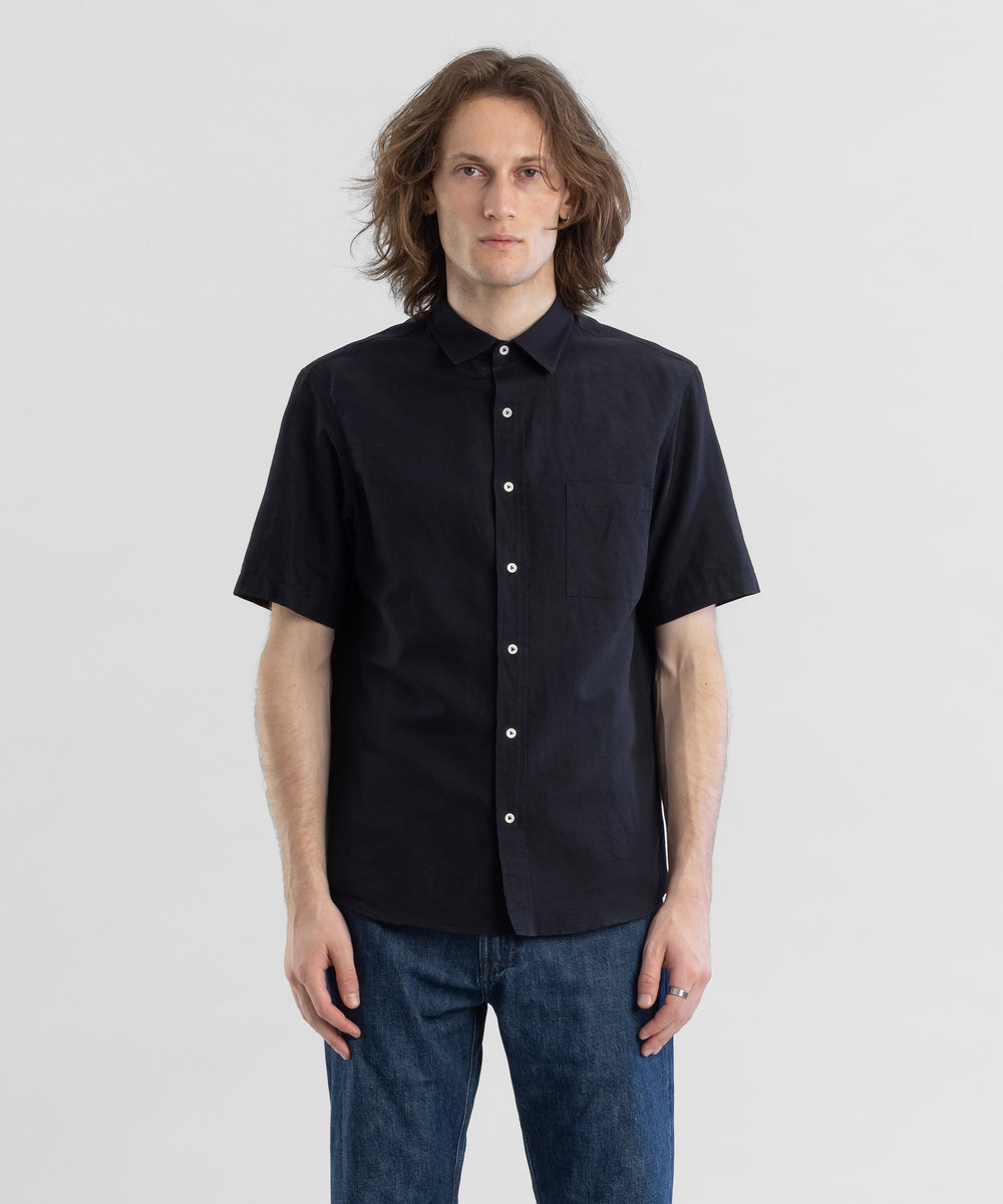 Hemp 130 Black Men's Short Sleeve Button-up Shirt by Todd Shelton