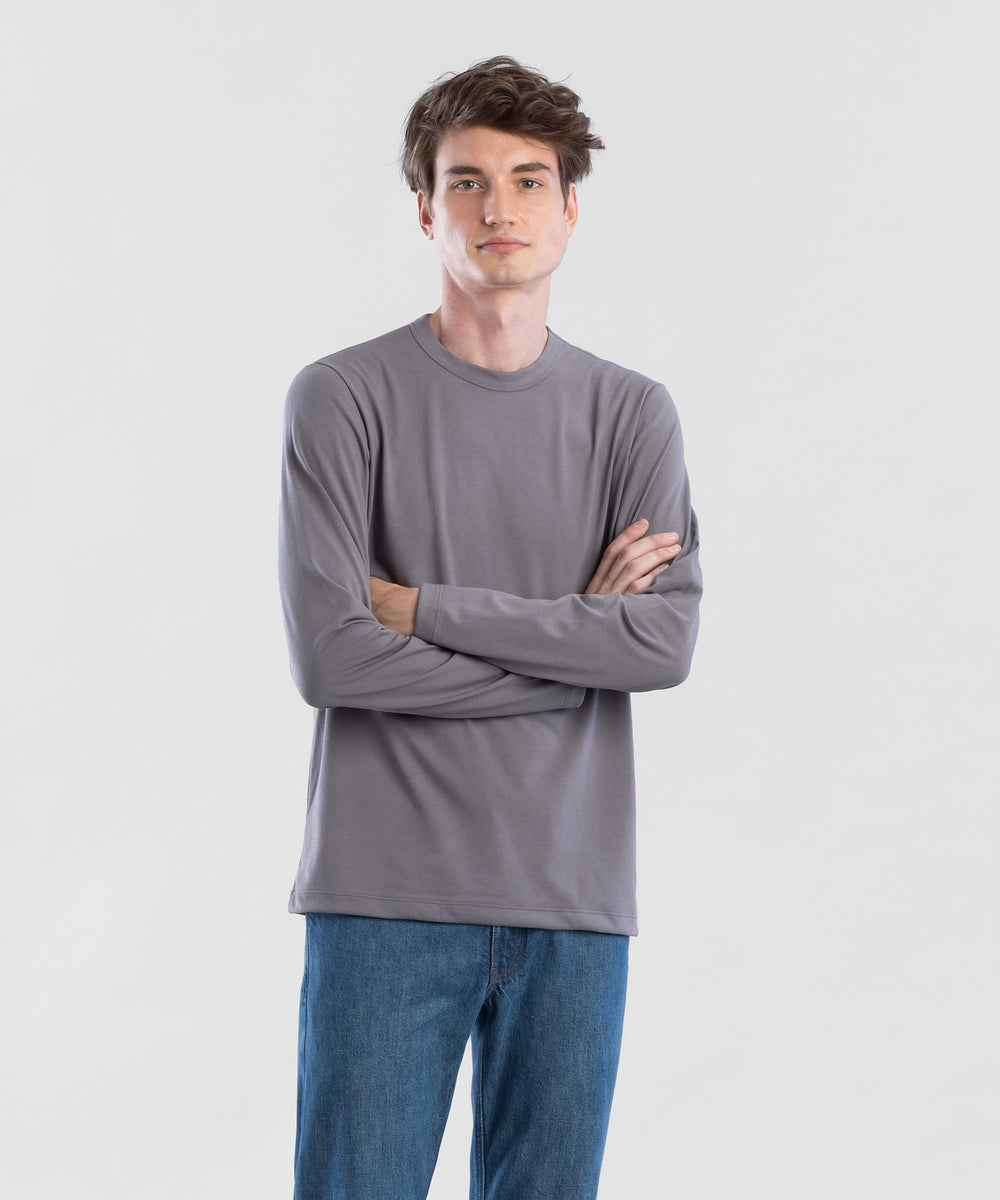 Comfort 190 LS Crew Grey Men's Crewneck T-shirt by Todd Shelton